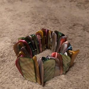 Gorgeous flat stone colorful elastic bracelet